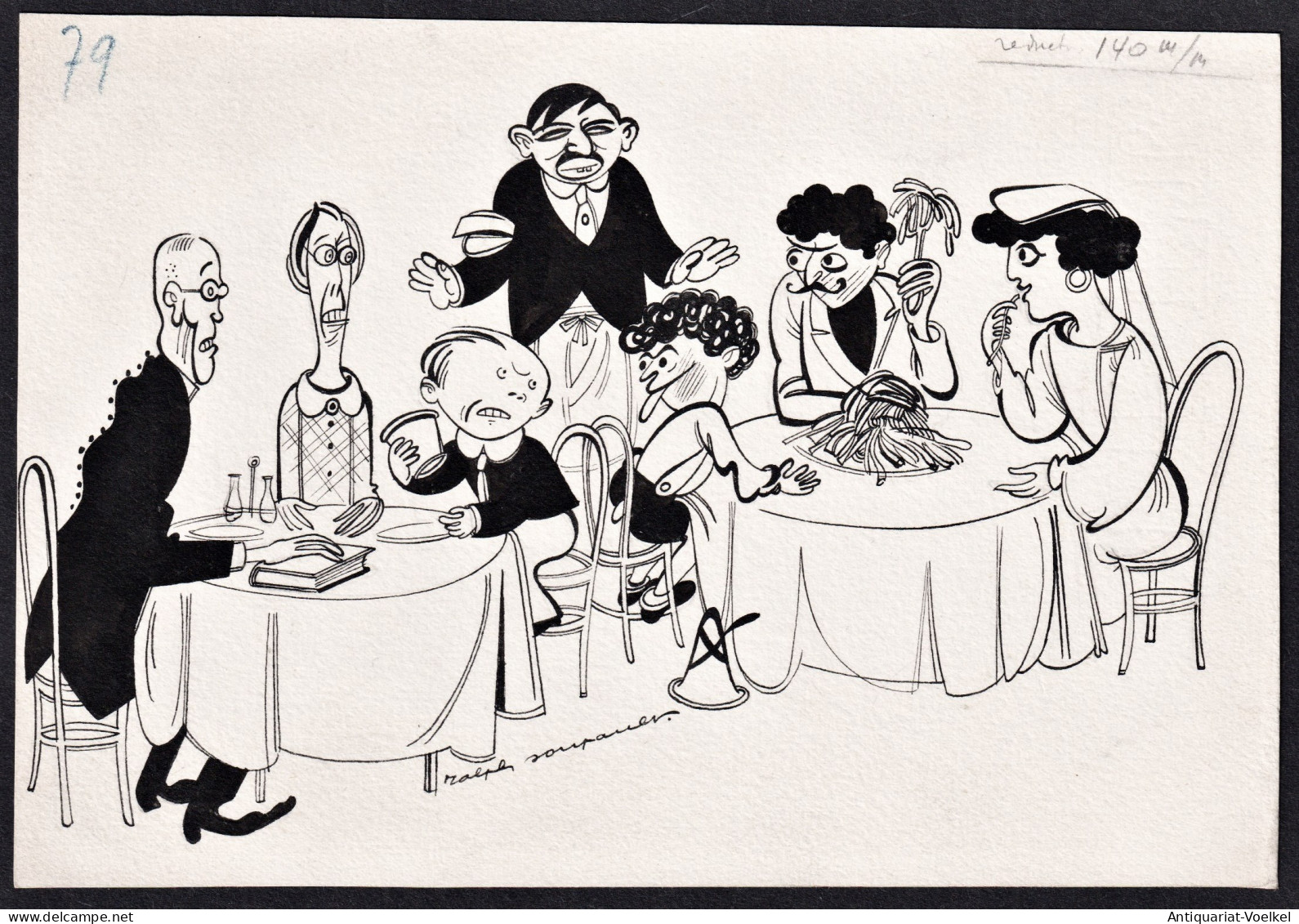 Original Caricatural Illustrations For Lucien Rebatet's Book „Le Diable à L’Hôtel Matignon“ - Prenten & Gravure