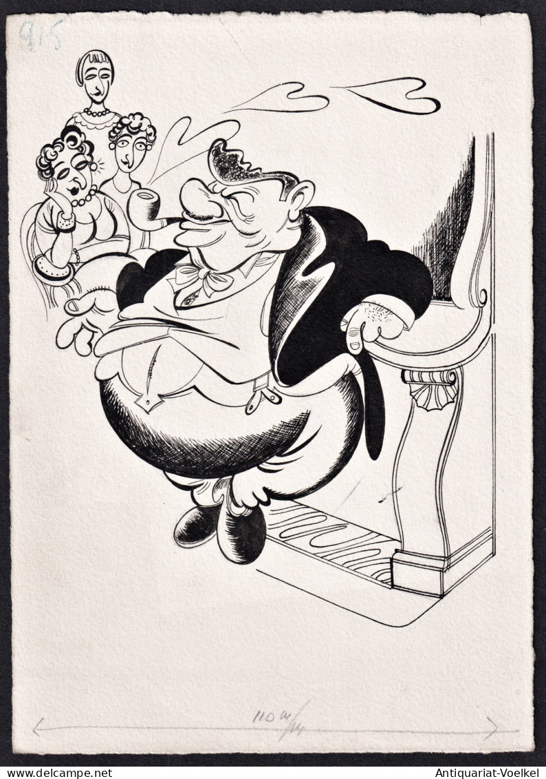 Original Caricatural Illustrations For Lucien Rebatet's Book „Le Diable à L’Hôtel Matignon“ - Prenten & Gravure