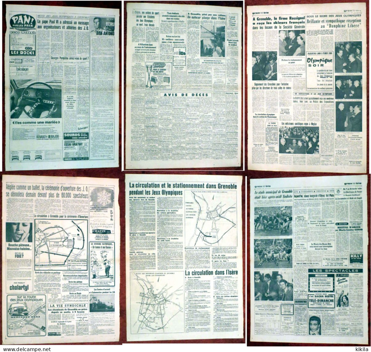 Journal Dauphiné Libéré Du Lundi 5 Février X° Jeux Olympiques D'hiver De Grenoble 1968 Pages 3 à 8 Du Journal Couvrant * - Andere & Zonder Classificatie