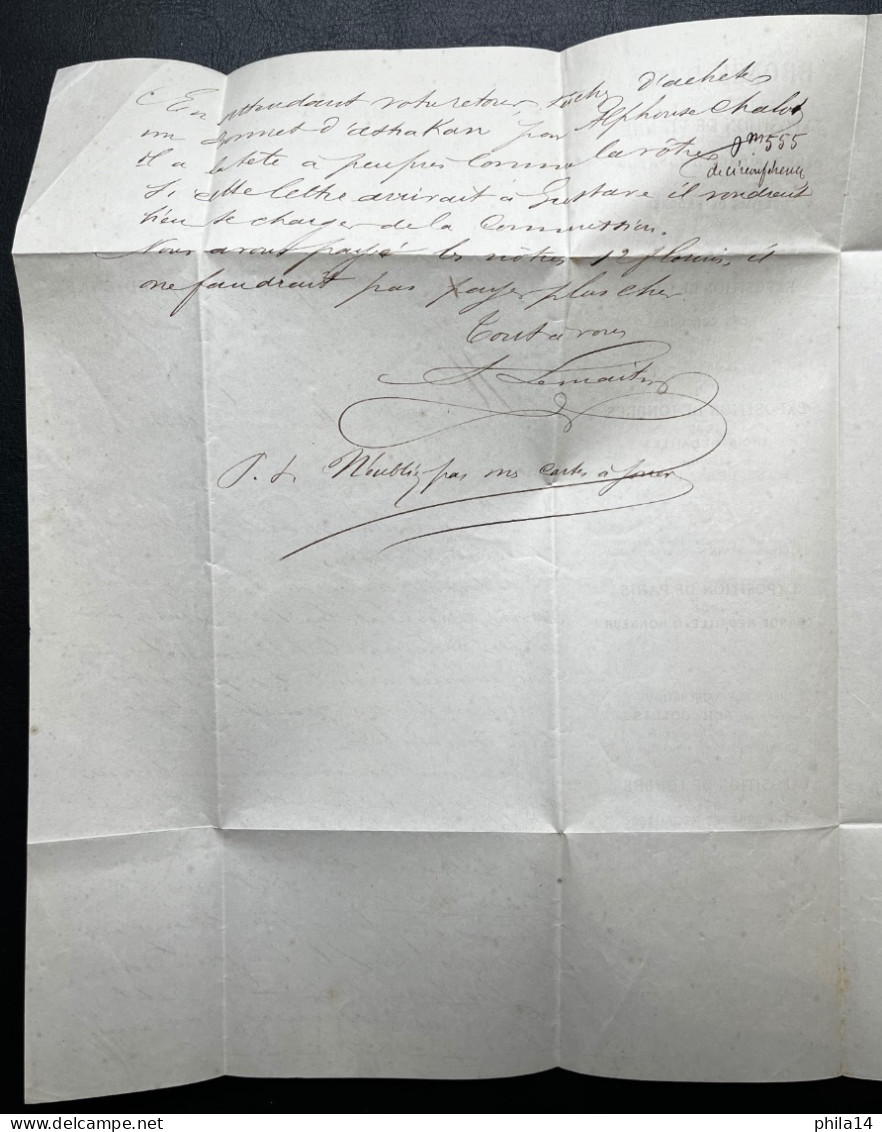 2X N°56 30c CERES SUR LETTRE / PARIS PL DE LA BOURSE POUR VIENNE AUTRICHE / 7 DEC 1873 / LAC / FONDERIE BARBEDIENNE / - 1849-1876: Periodo Classico