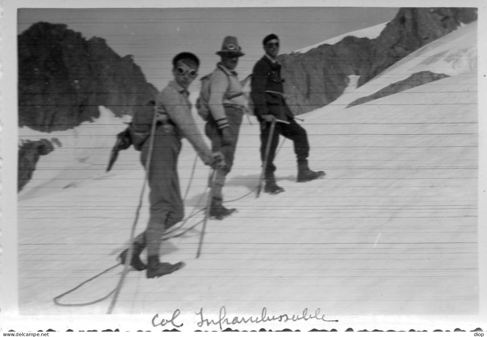Photographie Photo Vintage Snapshot  Bossons Seracs Alpinisme Montagne Cord&eacute;e - Sport
