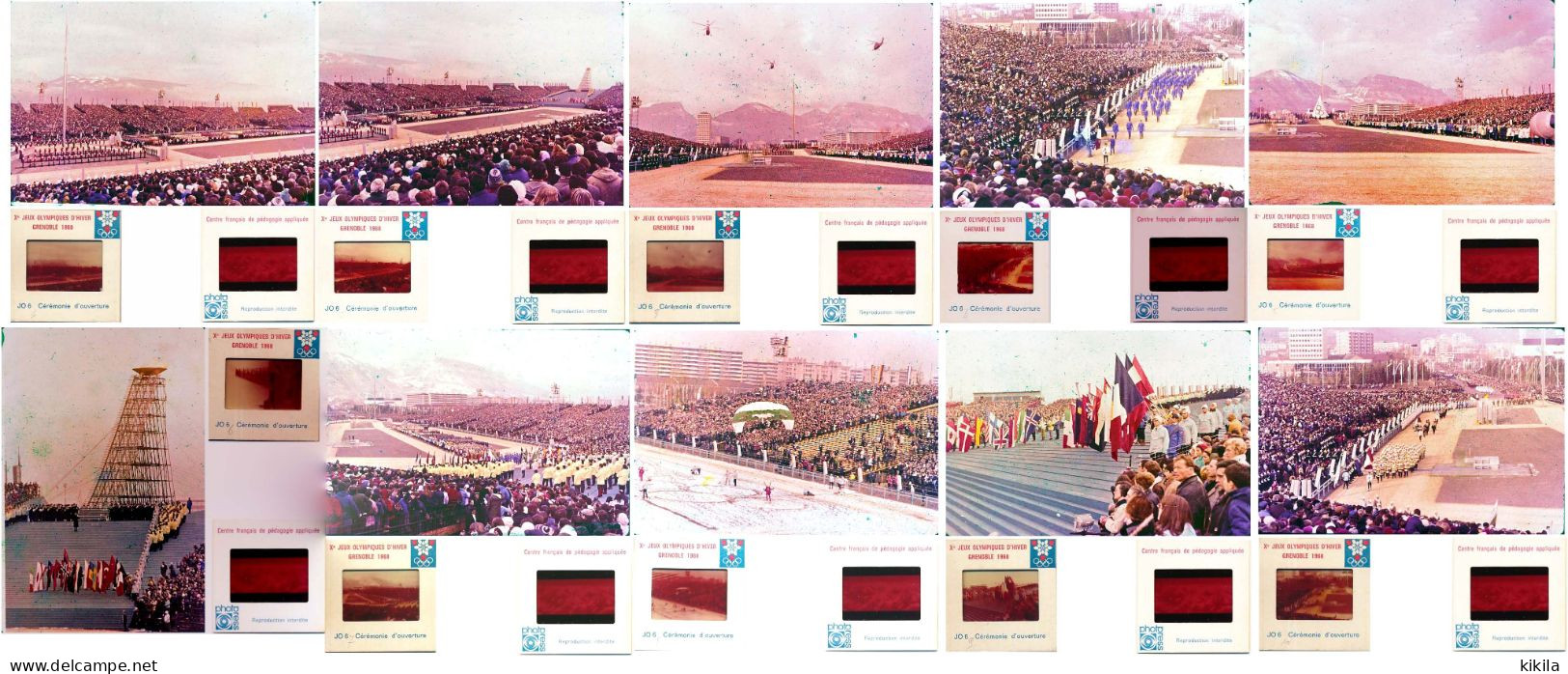 10 Diapositives Diapo N° 1 à 10 Les Jeux Olympiques D'Hiver GRENOBLE 1968 JO 6 Cérémonie D'ouverture - Diapositives (slides)