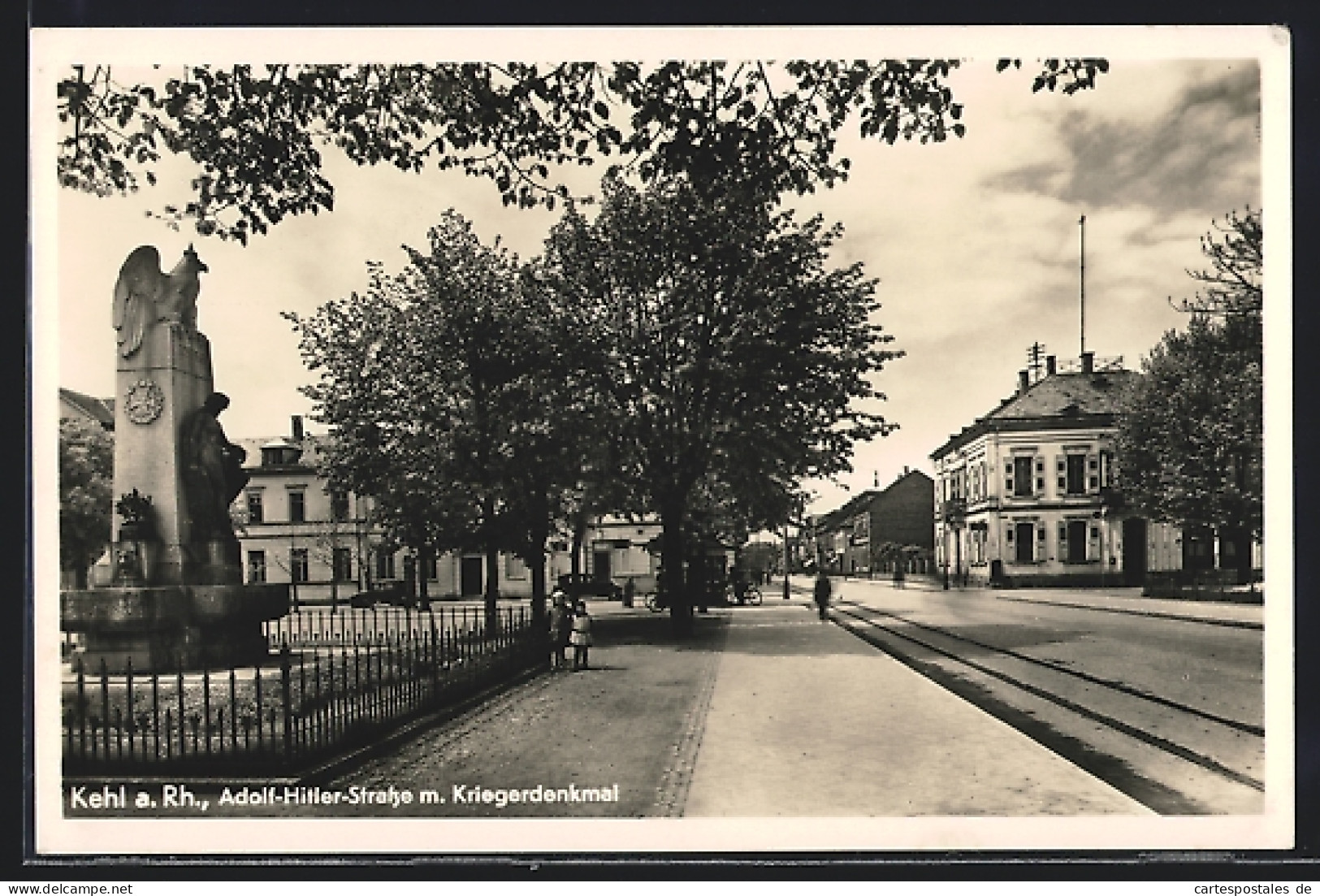 AK Kehl A. Rhein, Hauptstrasse Mit Kriegerdenkmal  - Kehl