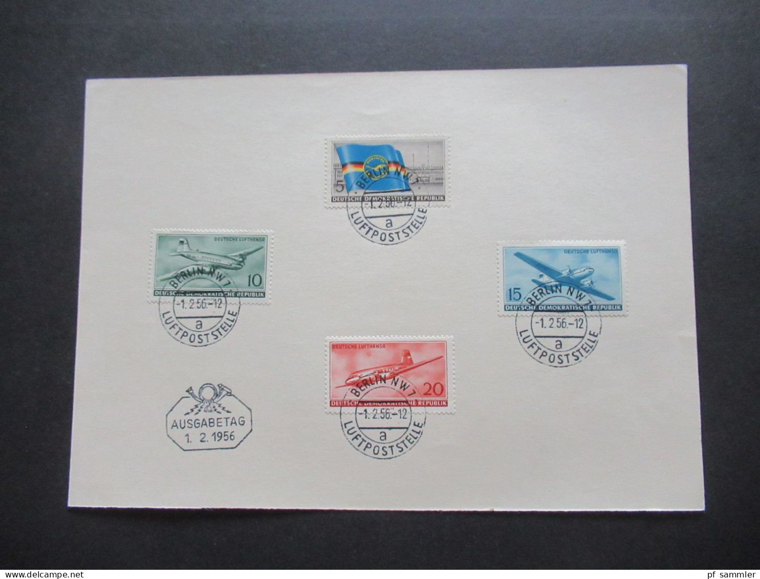 DDR 1956 Eröffnung Des Zivilen Luftverkehrs Mi.Nr.512 / 515 FDC Sonderstempel Berlin NW 7 Luftpoststelle / Blanko Blatt - Storia Postale