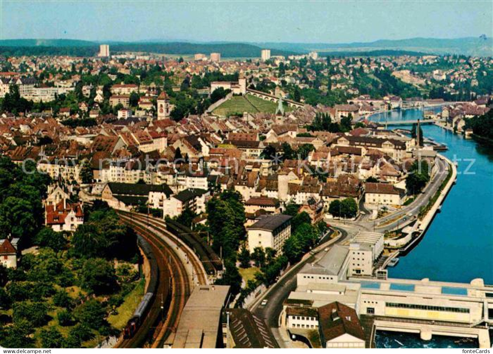 12727086 Schaffhausen SH Stadtbild Mit Festung Munot Am Rhein Fliegeraufnahme Sc - Andere & Zonder Classificatie