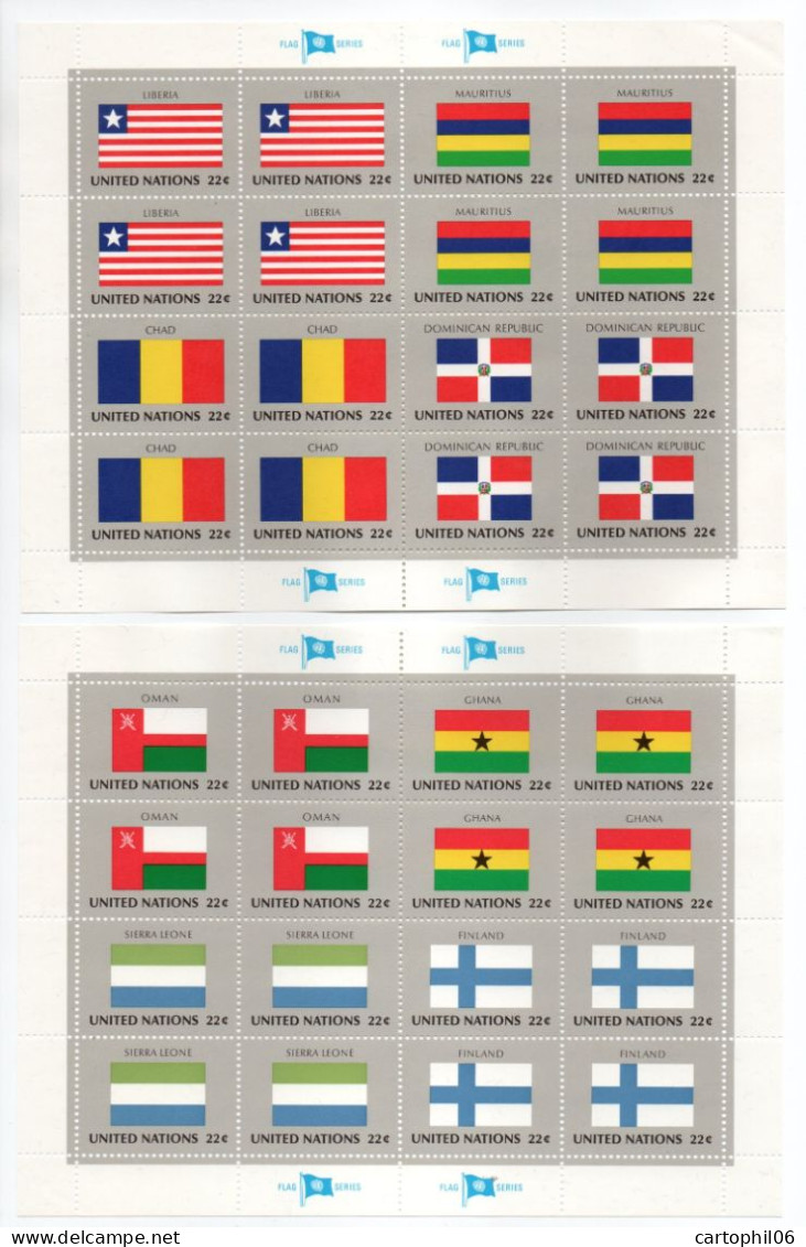- NATIONS UNIES (Siège De New York) 4 Feuilles 440/55 Neufs ** MNH - Série Des DRAPEAUX 1985 (x4) - Cote 115,00 € - - Stamps