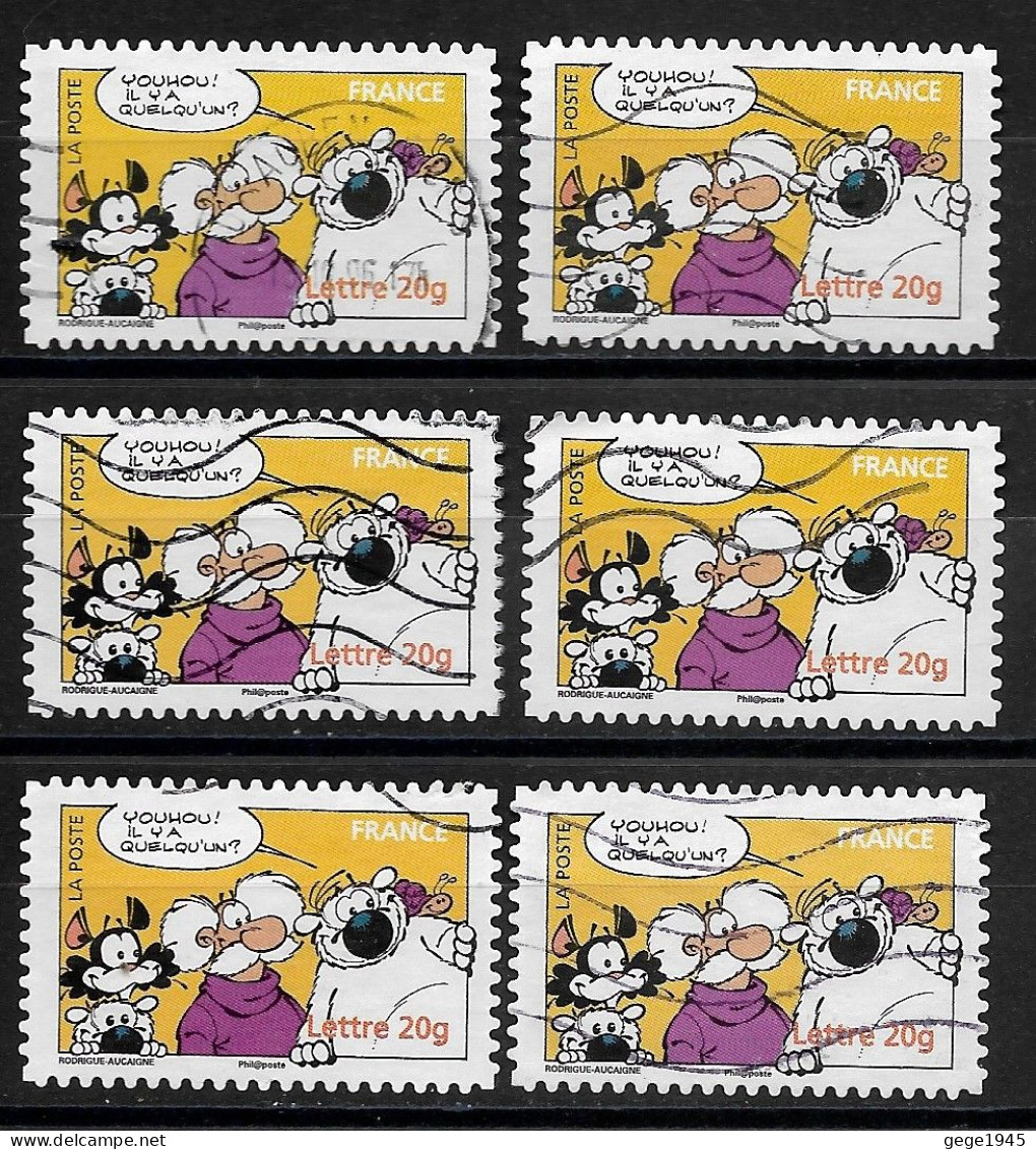 France 2006 Oblitéré  Autoadhésif  N° 89  Ou   N° 3956  "  Sourires Avec Le Chien Cubitus "  ( 6  Exemplaires ) - Used Stamps