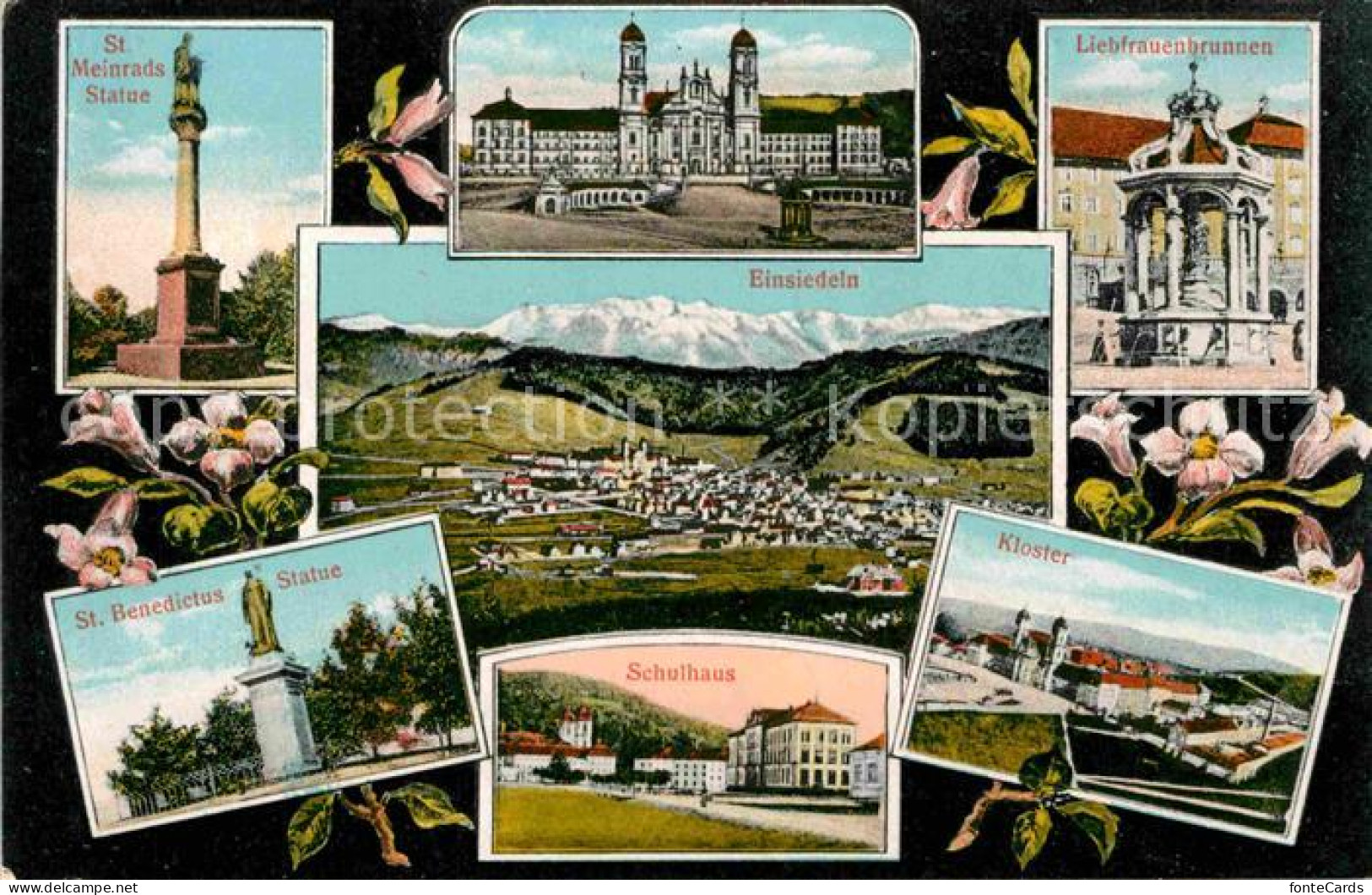 12714286 Einsiedeln SZ Sankt Meinrads Statue Liebfrauenbrunnen Kloster Schulhaus - Sonstige & Ohne Zuordnung