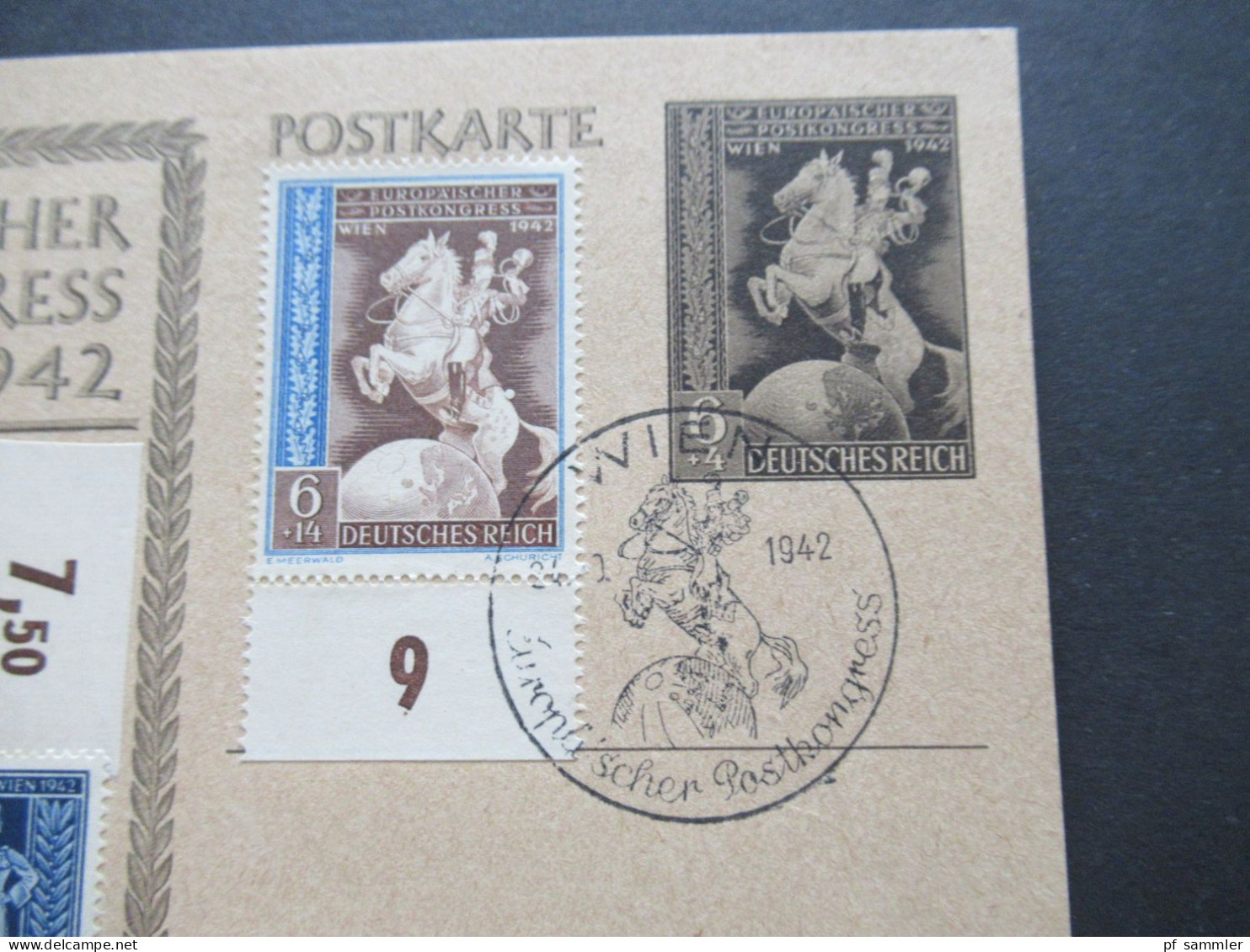 3.Reich 1942 Europäischer Postkongreß Satzbrief Als ZuF Auf Ganzsache / Teils Randstücke! SSt Wien / Blanko PK - Storia Postale