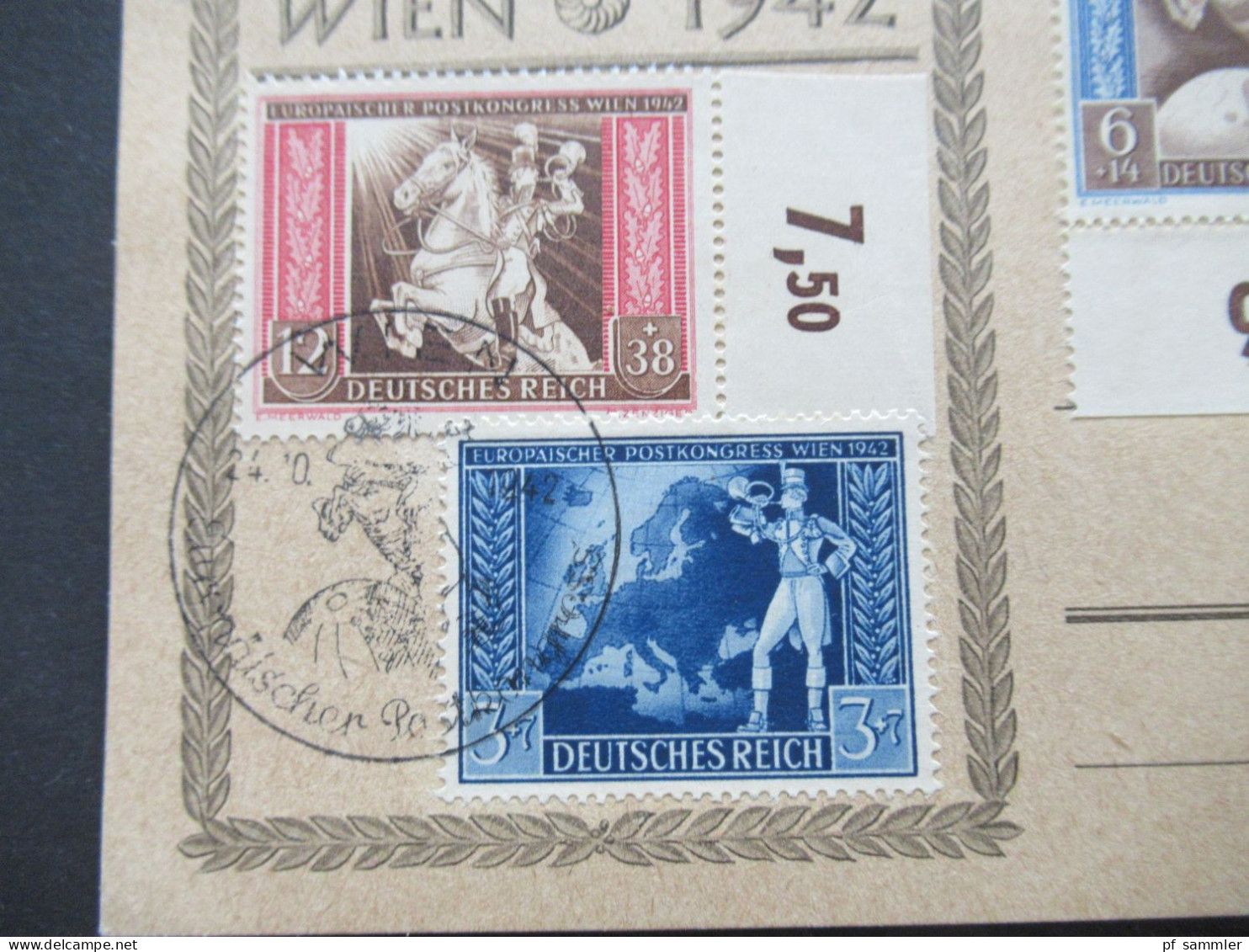 3.Reich 1942 Europäischer Postkongreß Satzbrief Als ZuF Auf Ganzsache / Teils Randstücke! SSt Wien / Blanko PK - Storia Postale