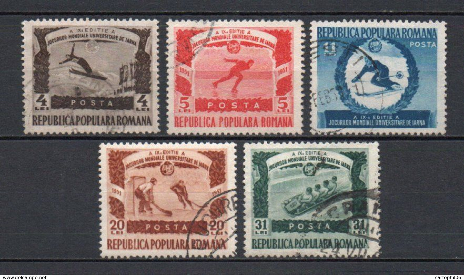 - ROUMANIE N° 1135/39 Oblitérés - Série Jeux Universitaires Mondiaux D'hiver 1951 - - Used Stamps
