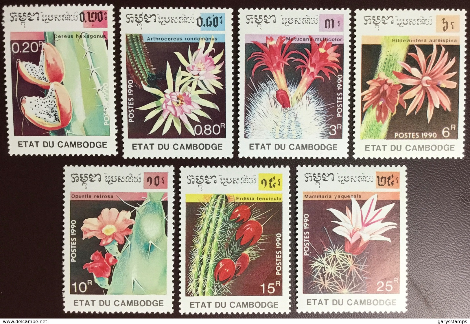 Cambodia 1990 Cacti Plants Flowers MNH - Cactussen