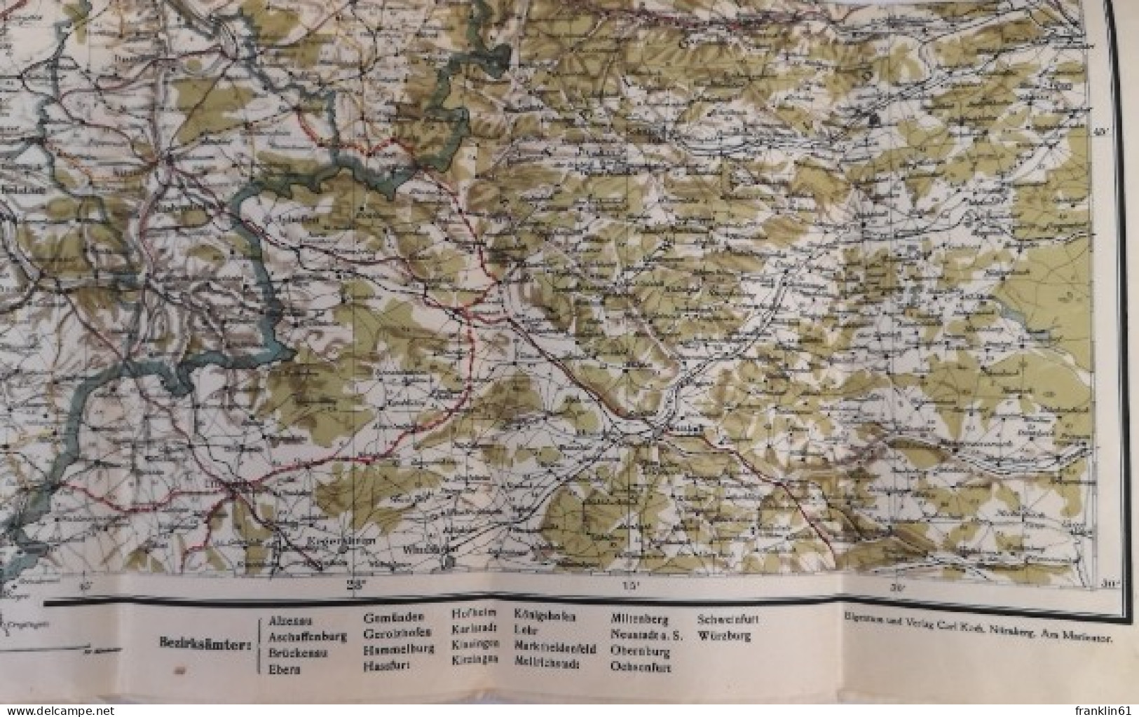 Dr. Kittels Ausflugskarte Von Unterfranken Und Benachbarten Gebieten. Maßstab 1 : 200 000. - Topographical Maps