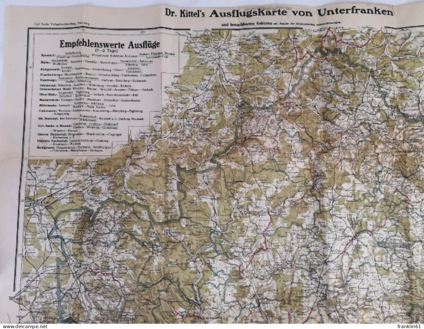Dr. Kittels Ausflugskarte Von Unterfranken Und Benachbarten Gebieten. Maßstab 1 : 200 000. - Mapas Topográficas