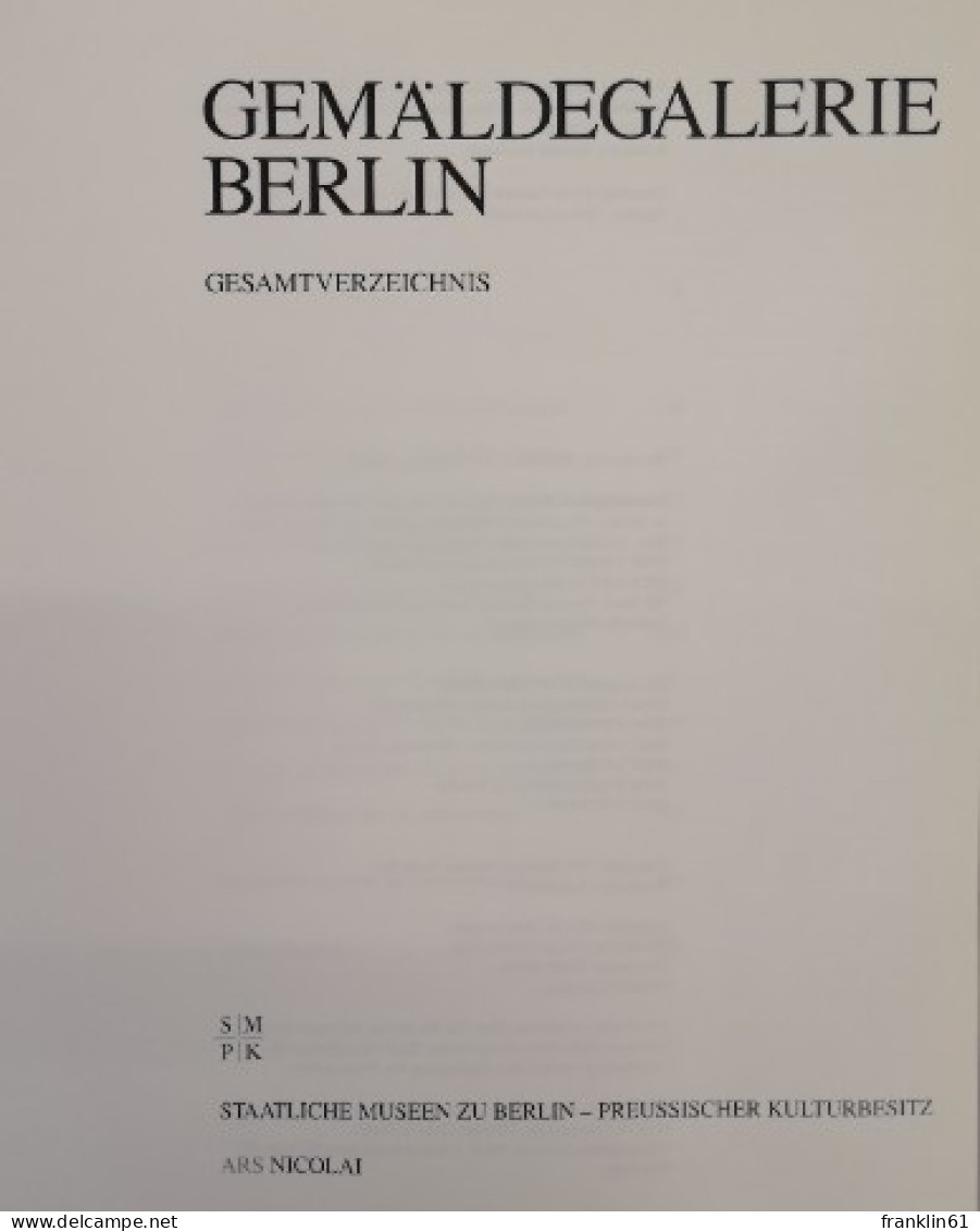 Gemäldegalerie Berlin. Gesamtverzeichnis. - Léxicos