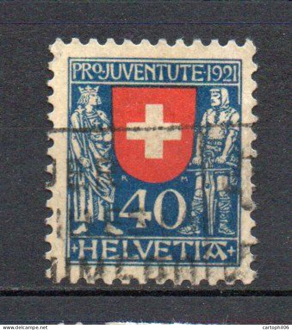 - SUISSE N° 187 Oblitéré - 40 (+10) C. Bleu Et Rouge Pour La Jeunesse 1921 - Cote 50,00 € - - Used Stamps