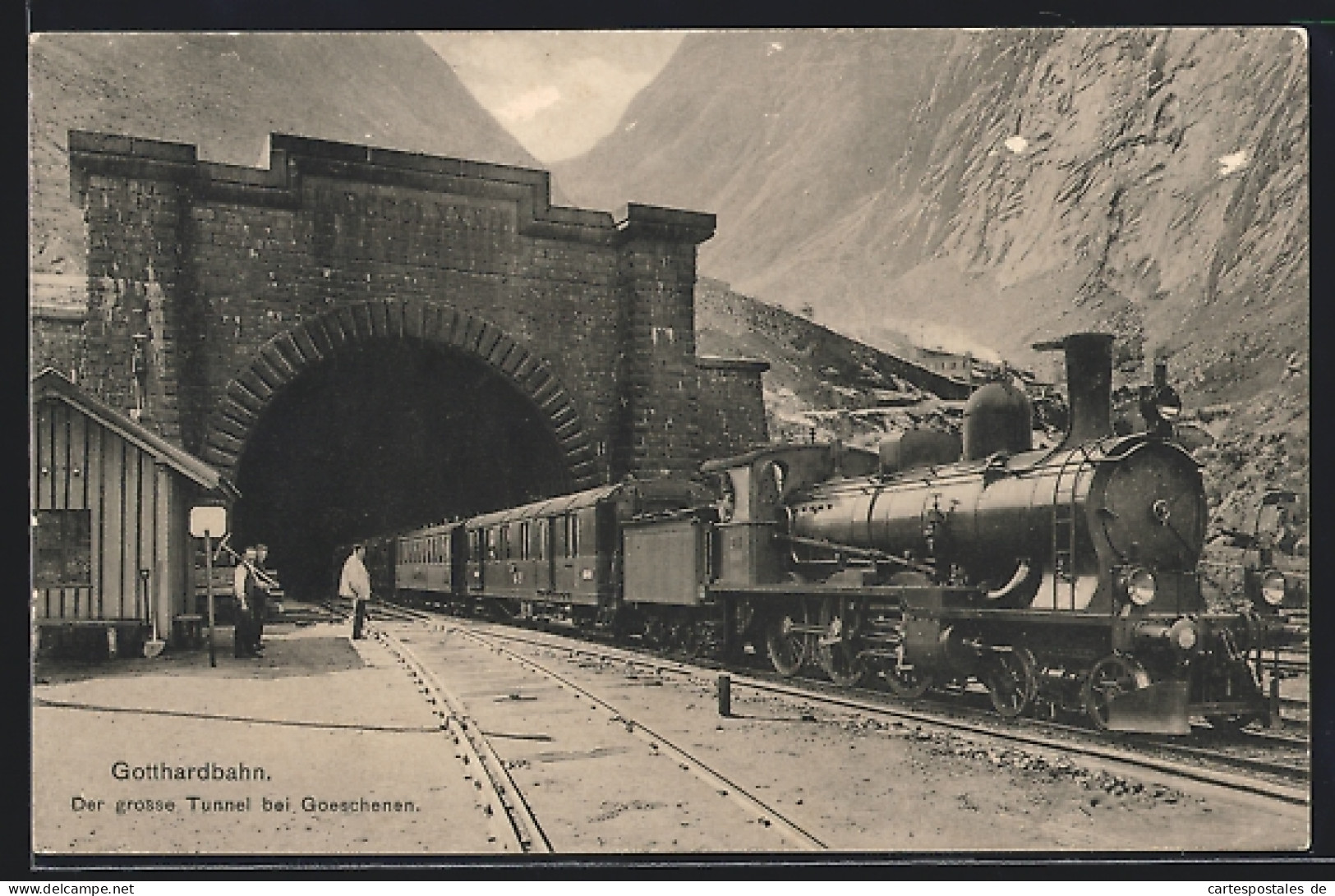 AK Gotthardbahn, Der Grosse Tunnel Bei Goeschenen, Schweizer Eisenbahn  - Trains