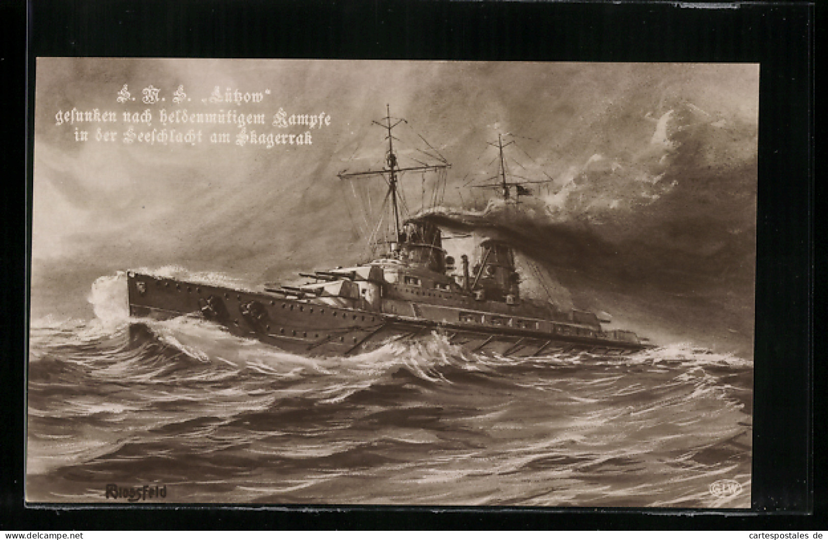 AK Kriegsschiff S.M.S. Lützow, Gesunken Nach Heldenmütigem Kampfe In Der Seeschlacht Am Skagerrak, 1. Weltkrieg  - Warships