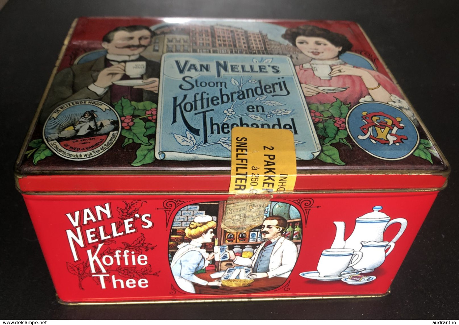 Ancienne Boîte à Thé Et Café VAN NELLE - Koffie Thee - De Rijzende Hoop Rotterdam - Boîtes