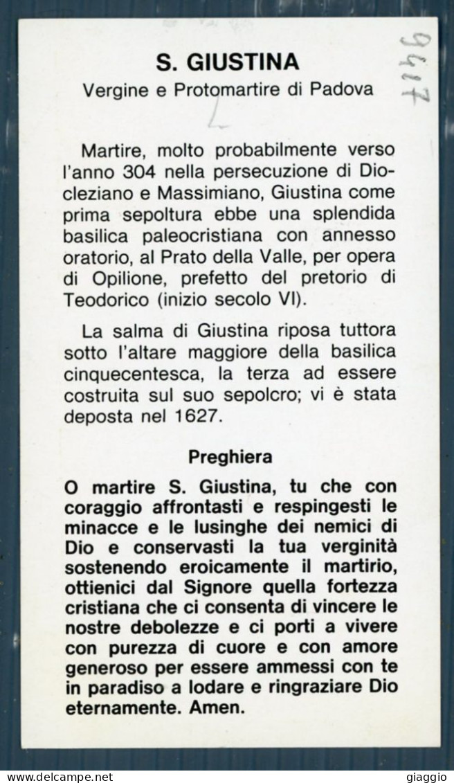 °°° Santino N. 9417 - S. Giustina - Padova °°° - Religion & Esotericism