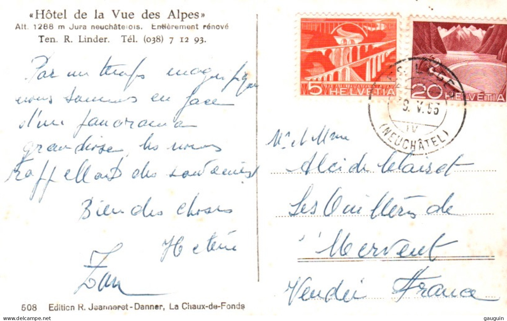 CPSM - Le LOCLE - Hôtel De La Vue Des ALPES Entièrement Rénové.. Edition H.Jeanneret-Danner (Format 9x14) - Le Locle