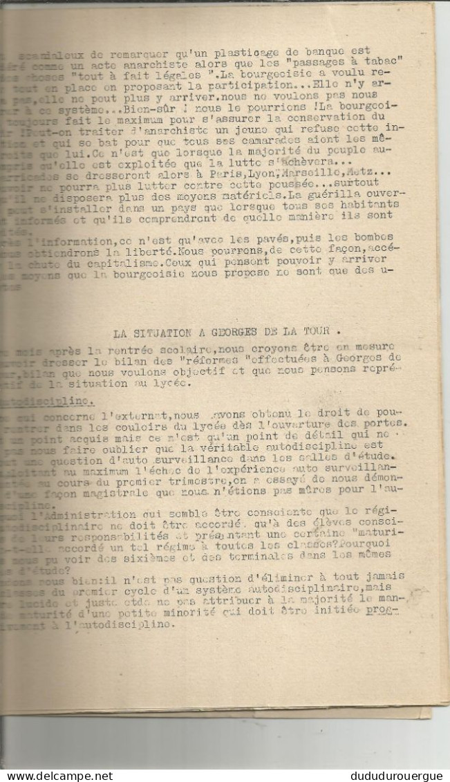 MAI 1968 ET APRES : LE PAVE MESSIN , JOURNAL DES C.A.L. DE METZ - Politiek
