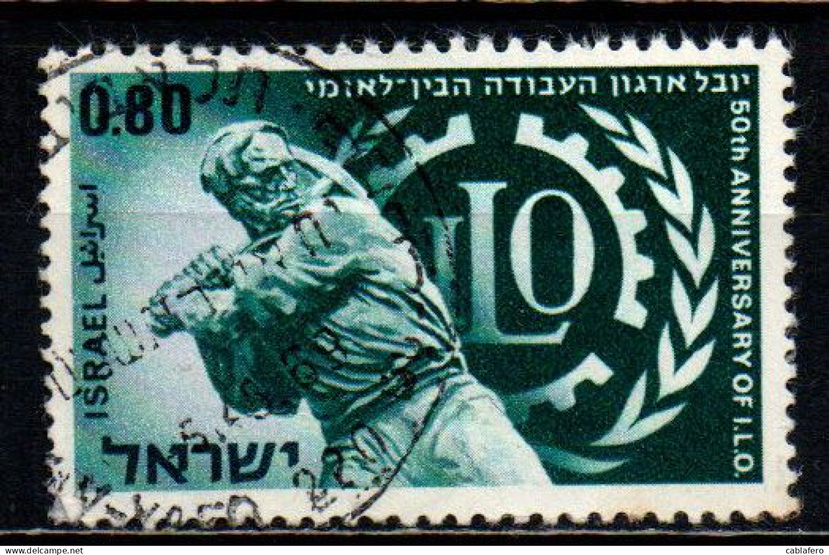 ISRAELE - 1969 - ILO, 50th Anniversary - USATO - Gebruikt (zonder Tabs)