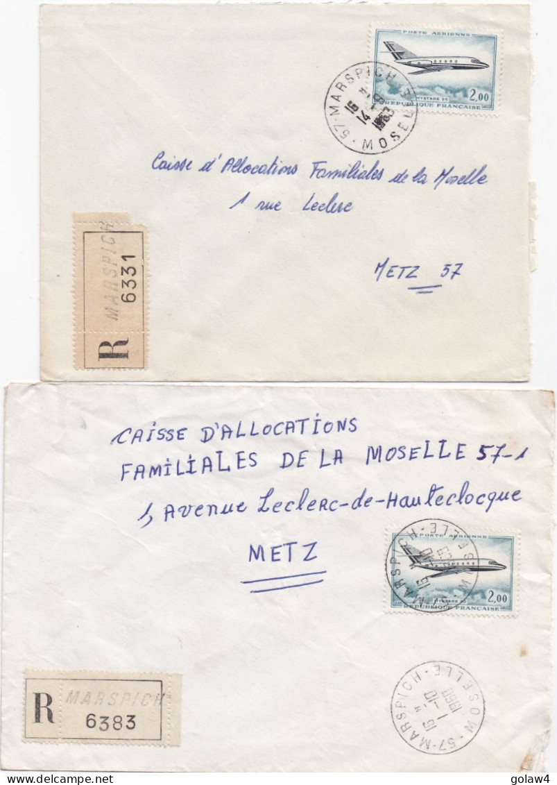 37019# LOT 5 LETTRES FRANCHISE PARTIELLE RECOMMANDE Obl MARPICH MOSELLE 1968 Pour METZ 57 - Storia Postale