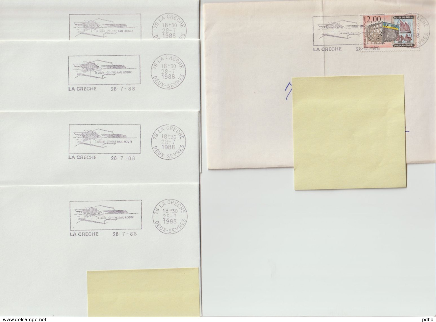 FT 57 . 79 . La Creche .  Affranchissement . 1988  . Centre Rail Route . 5 Enveloppes Identiques . - Cachets Commémoratifs