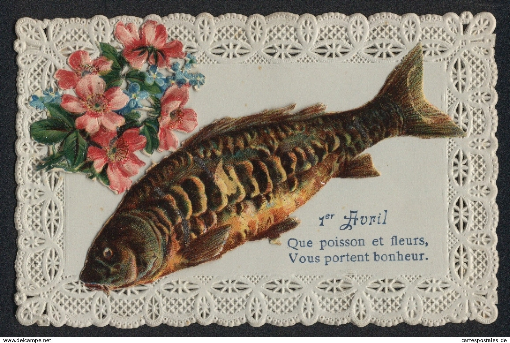 Oblaten-AK Fisch Mit Blumen  - Sonstige & Ohne Zuordnung