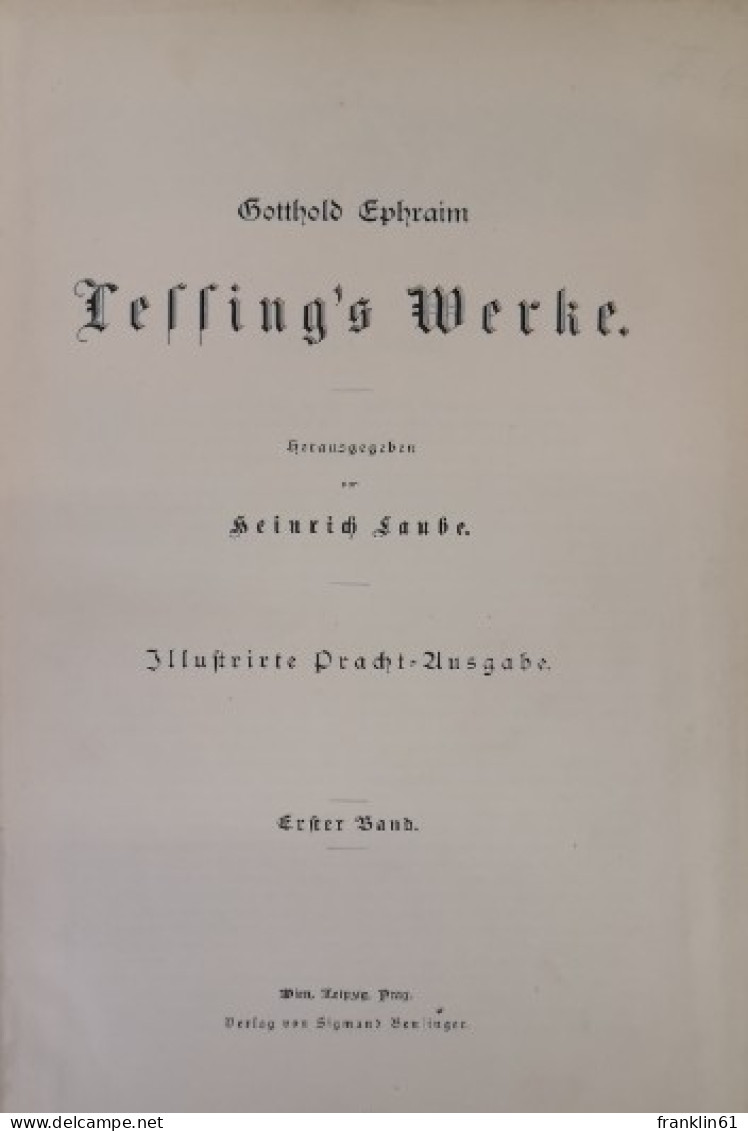 Gotthold Ephraim Lessings Werke. Illustrierte Prachtausgabe. 5 Bände In 3 Büchern. Komplett! - Poems & Essays