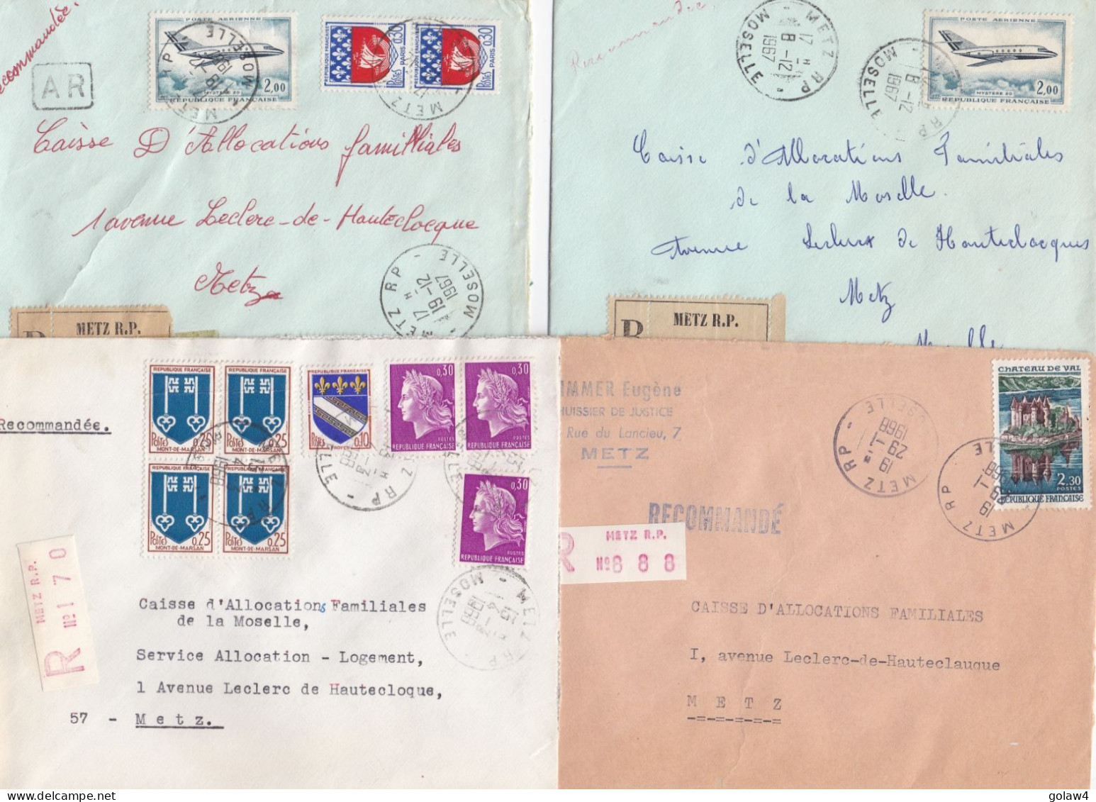 37023# LOT 14 LETTRES FRANCHISE PARTIELLE RECOMMANDE Obl METZ RP MOSELLE 1967 1968 Pour METZ 57 - Cartas & Documentos