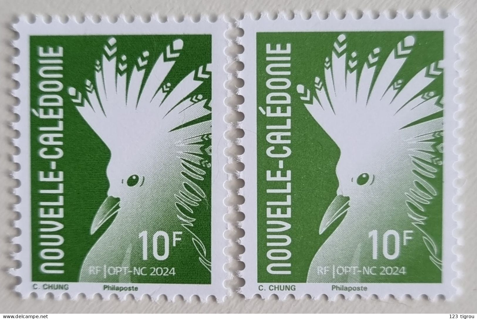 VARIETE CAGOU VERT 10F 2024 : VERT CLAIR ET VERT FONCE TB - Unused Stamps