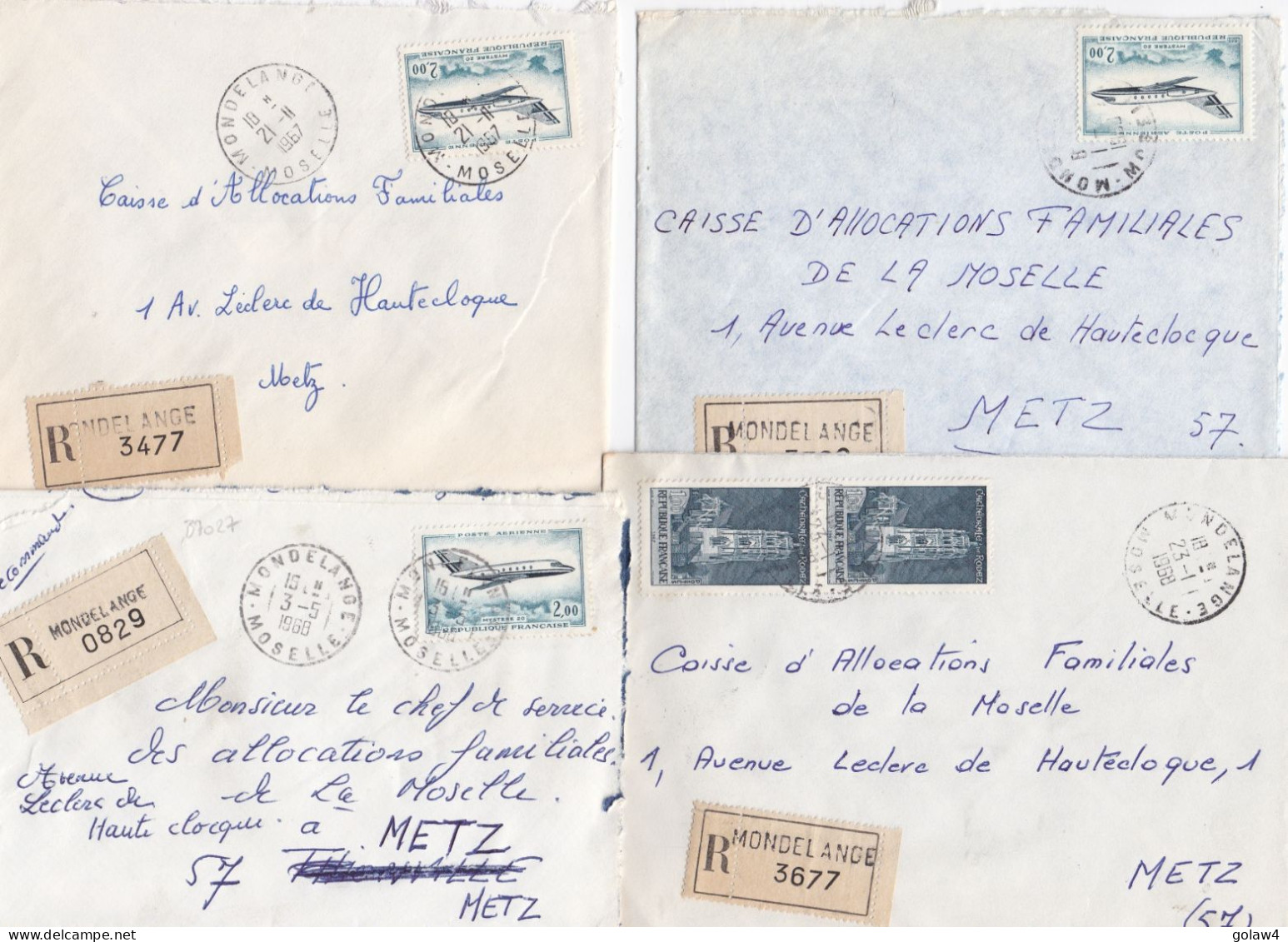 37027# LOT 14 LETTRES FRANCHISE PARTIELLE RECOMMANDE Obl MONDELANGE MOSELLE 1967 1968 Pour METZ 57 - Brieven En Documenten