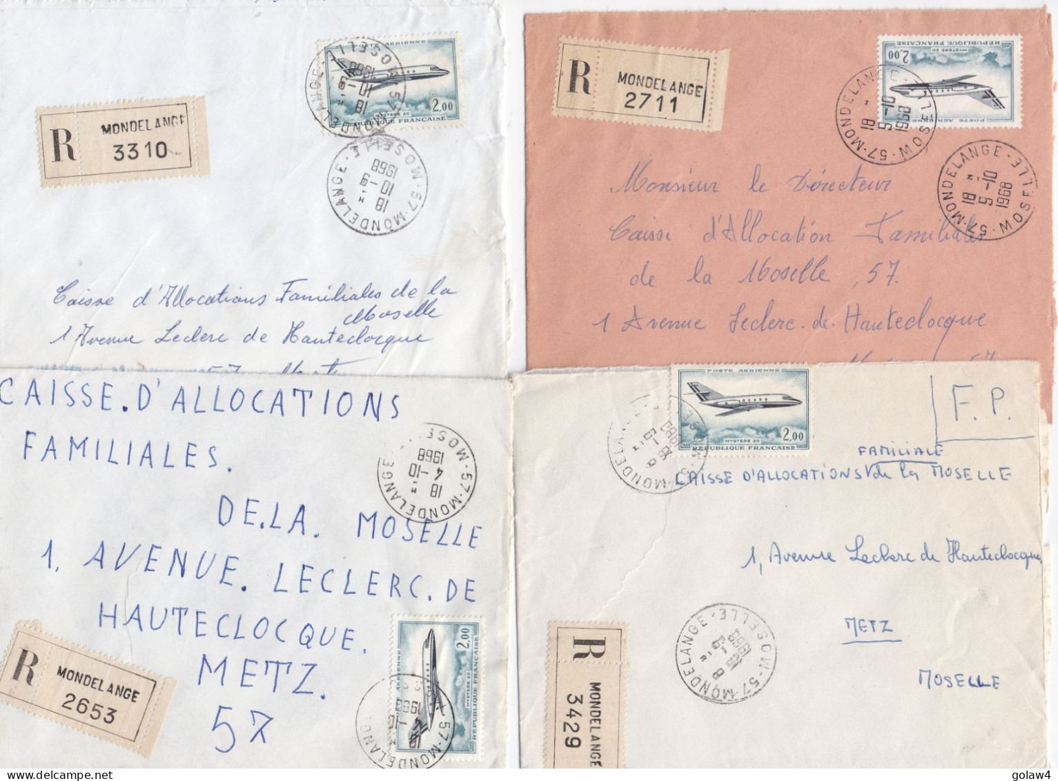 37027# LOT 14 LETTRES FRANCHISE PARTIELLE RECOMMANDE Obl MONDELANGE MOSELLE 1967 1968 Pour METZ 57 - Covers & Documents