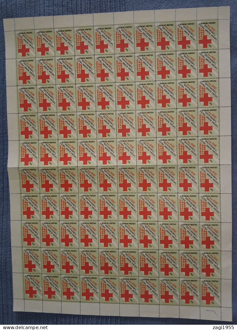 Croatia 1993 Red Cross TBC Sheet - Croatia