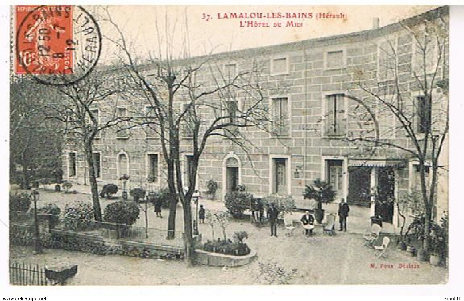 34   LAMALOU LES BAINS     HOTELDU MIDI  1912 - Lamalou Les Bains
