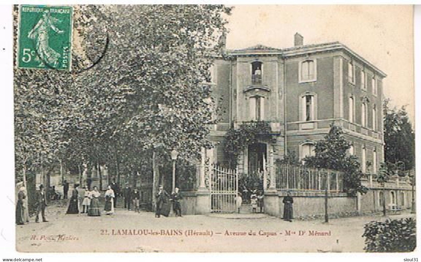 34 E  LAMALOU LES BAINS   AVENUEDE CAPUS MAISON DOCTEUR MENARD  1912 - Lamalou Les Bains