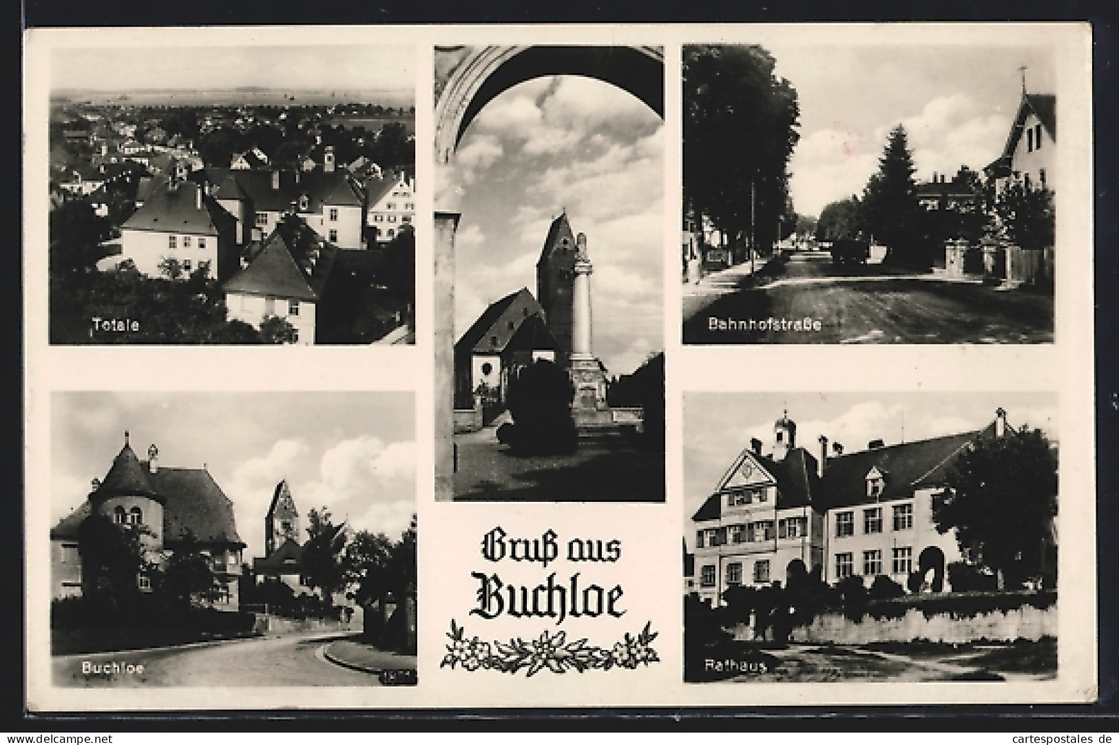 AK Buchloe, Totalansicht, Bahnhofstrasse, Rathaus  - Buchloe