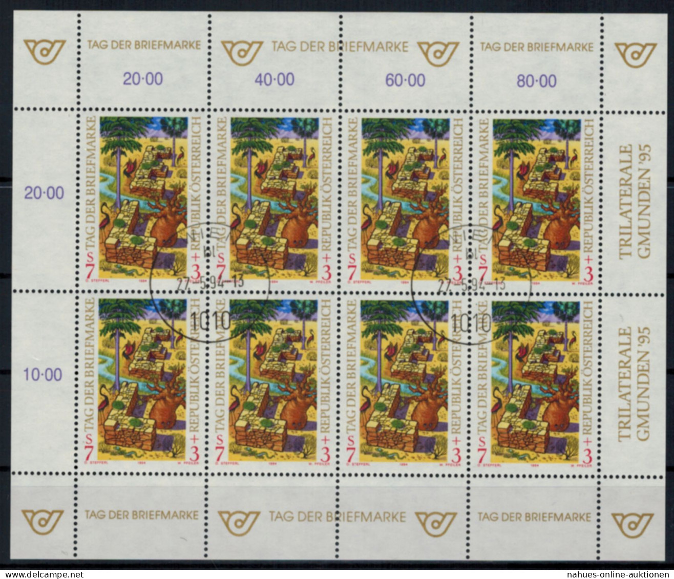 Österreich Kleinbogen Tag Der Briefmarke 2127 Philatelie Ersttagsstempel 1994 - Storia Postale