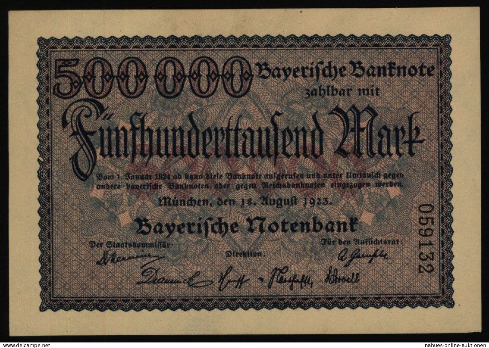 Geldschein Banknote Notgeld Bayern 11 500.000 Mark Länderbanknote 18.8.1923 - I. - Sonstige & Ohne Zuordnung