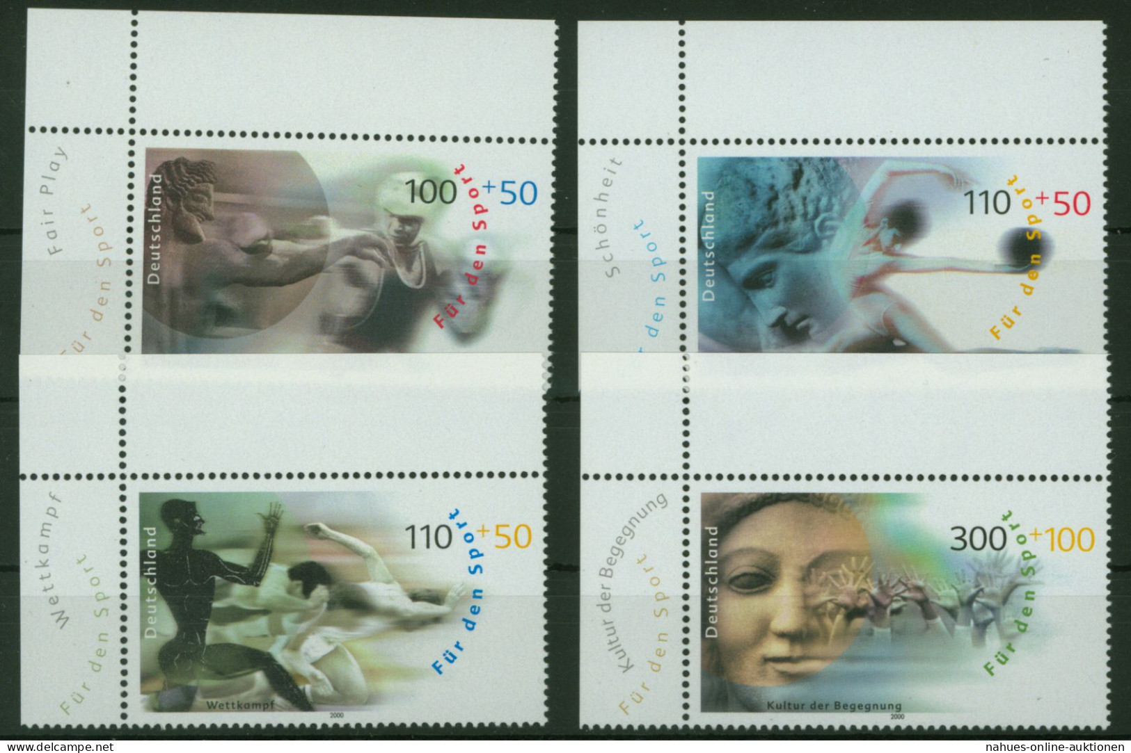 Bund 2094-2097 Bogenecke Eckrand Wohlfahrt Sport Frieden Oben Links Postfrisch - Storia Postale