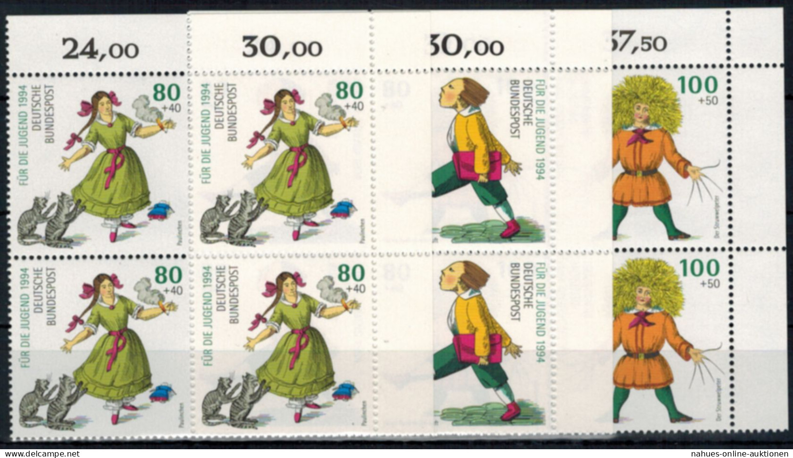 Bund 1726-1730 Jugend 1994 Bogenecke Eckrand Viererblock O. Re. Postfrisch - Covers & Documents