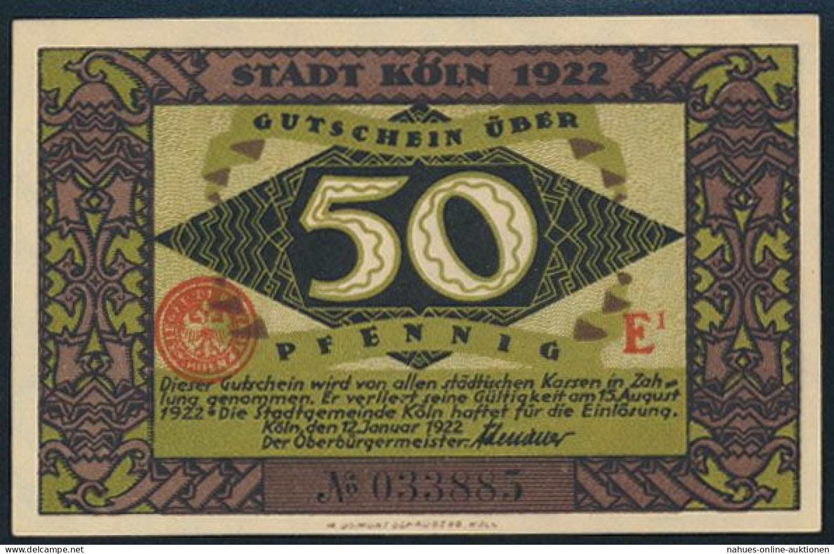 Geldschein Banknote Stadt Köln 717.2c Die Heinzelmännchen Von Köln 1922 UNC - Andere & Zonder Classificatie