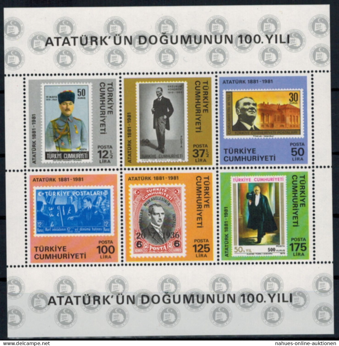 Türkei Block 19 100 Jahre Geburtstag Von Atatürk Tadellos Postfrisch KatW. 20,00 - Storia Postale