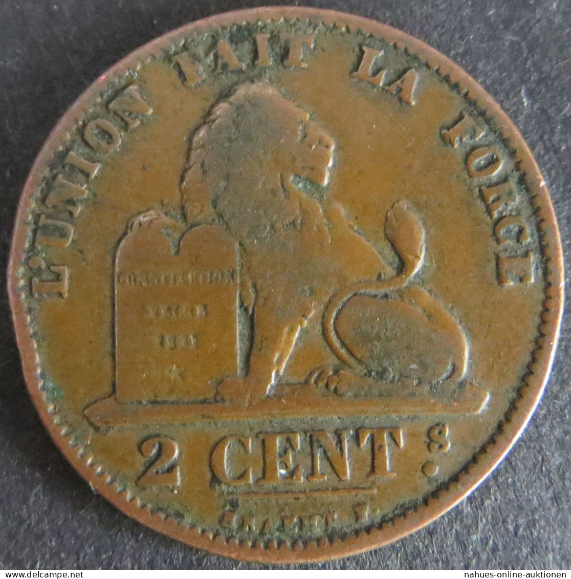 Münze Belgien Belgium 2 Centimes 1876 Schön F - Andere & Zonder Classificatie