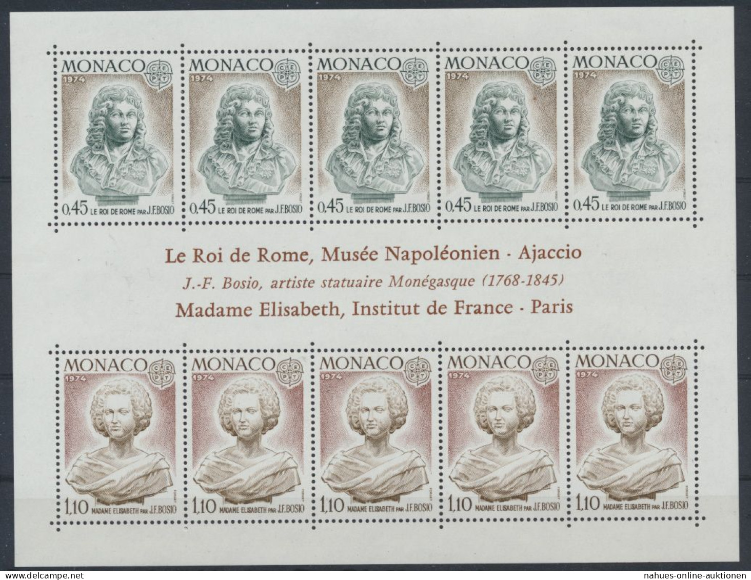 Monaco Block 7 Postfrisch - Europa 1974 Skulpturen - Briefe U. Dokumente