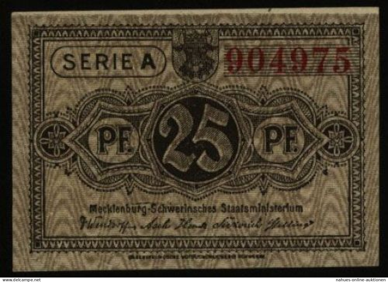 Geldschein Banknote Notgeld Mecklenburg-Schwerin 8 D. 25 Pfg. 1.5.1922 - I. - Andere & Zonder Classificatie