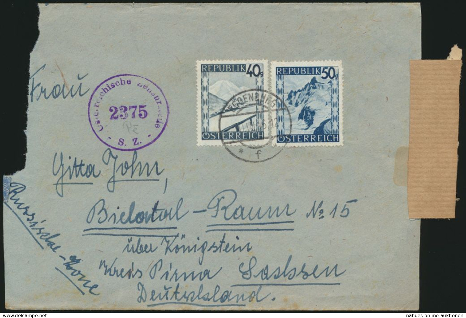 Österreich Brief MIF757+760 Eggenburg Nach Bielatal Pirna Österreichische Zensur - Lettres & Documents