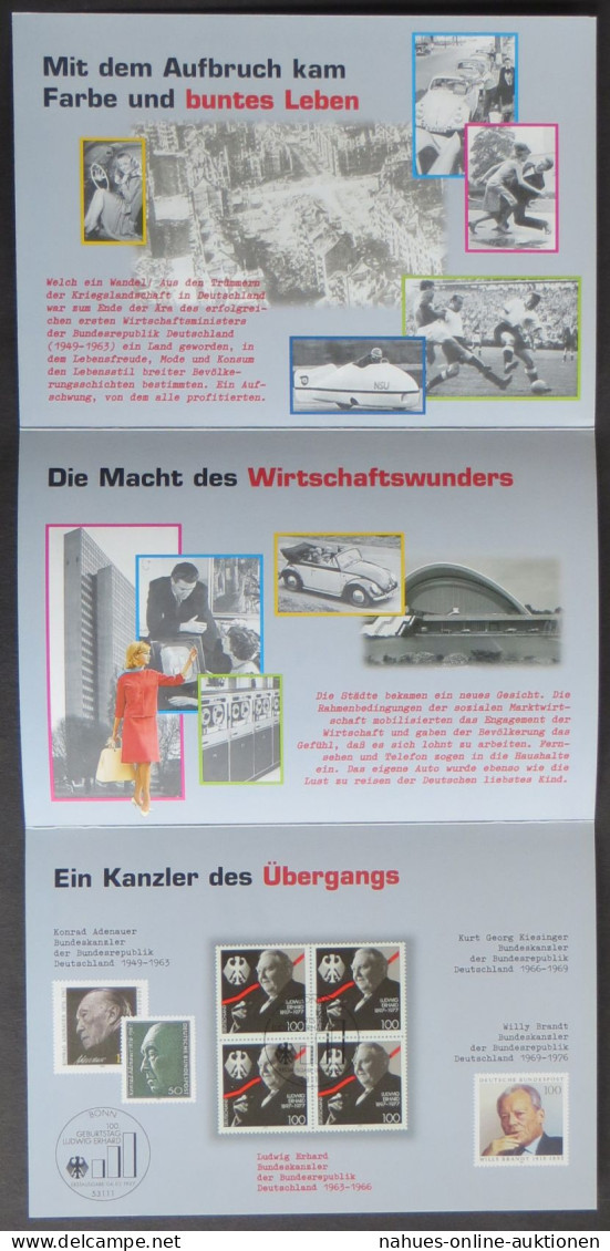Deutsche Post Meilensteine Deutscher Geschichte Ludwig Erhard Viererblock SST - Cartas & Documentos